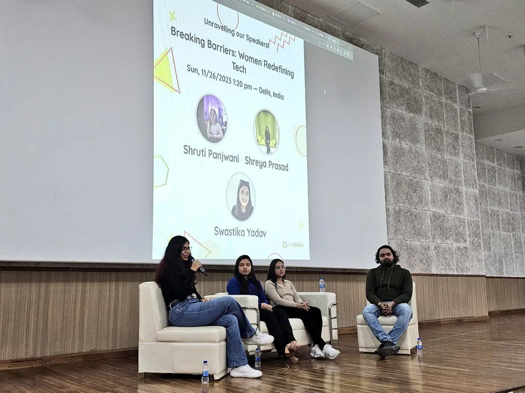 Swastika on a meetup panel about women redefining tech
