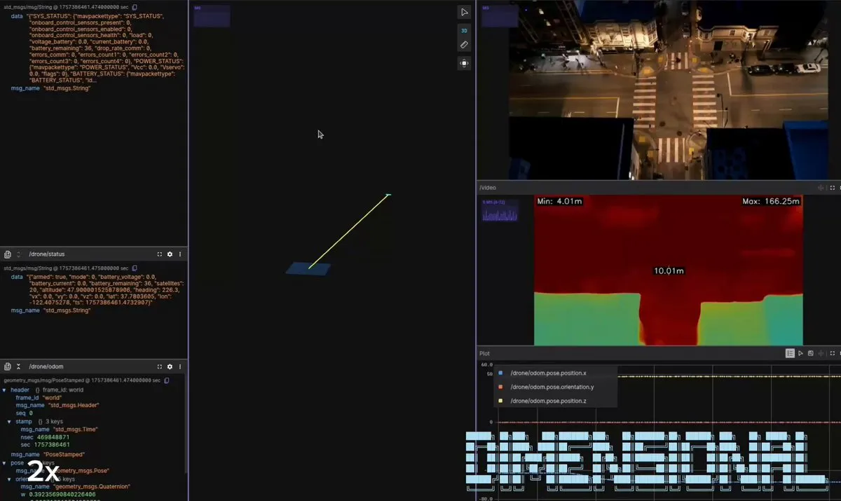 Video still from the drone demo: an OpenClaw agent flying a drone and tracking a car