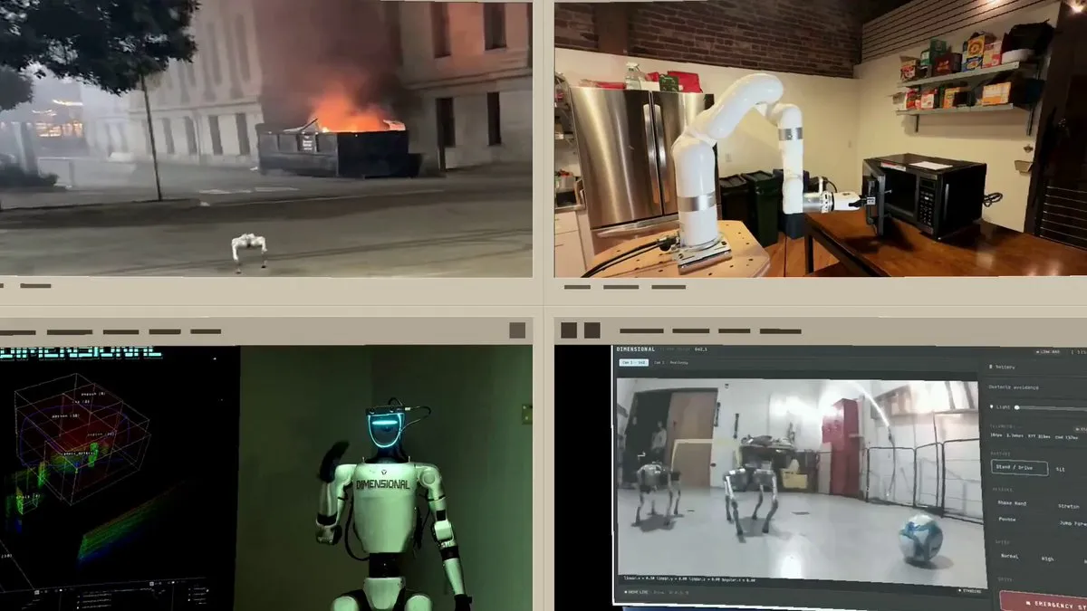 Video still from the Dimensional launch sending robots to developers and creators